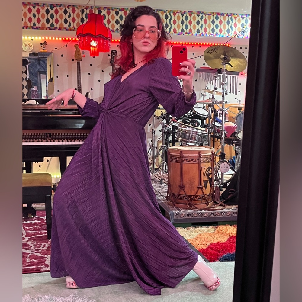 Purple Plisse Disco Maxi Gown - Picture 8 of 8